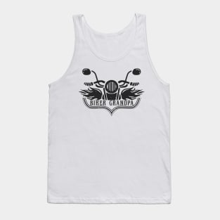 Biker Grandpa Black Motorcycle With Flames Tank Top